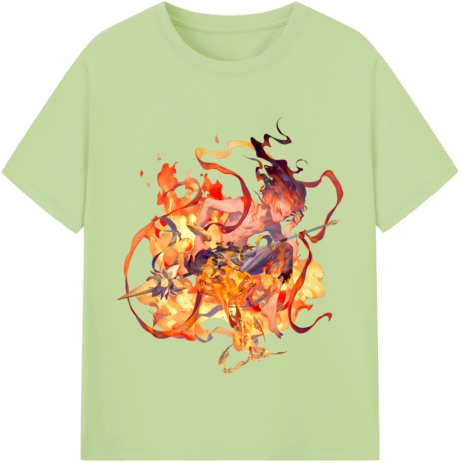 （画像用） Ne Zha 2 ナタ 魔童の大暴れ 綿100％半袖Tシャツ（フロントプリント）